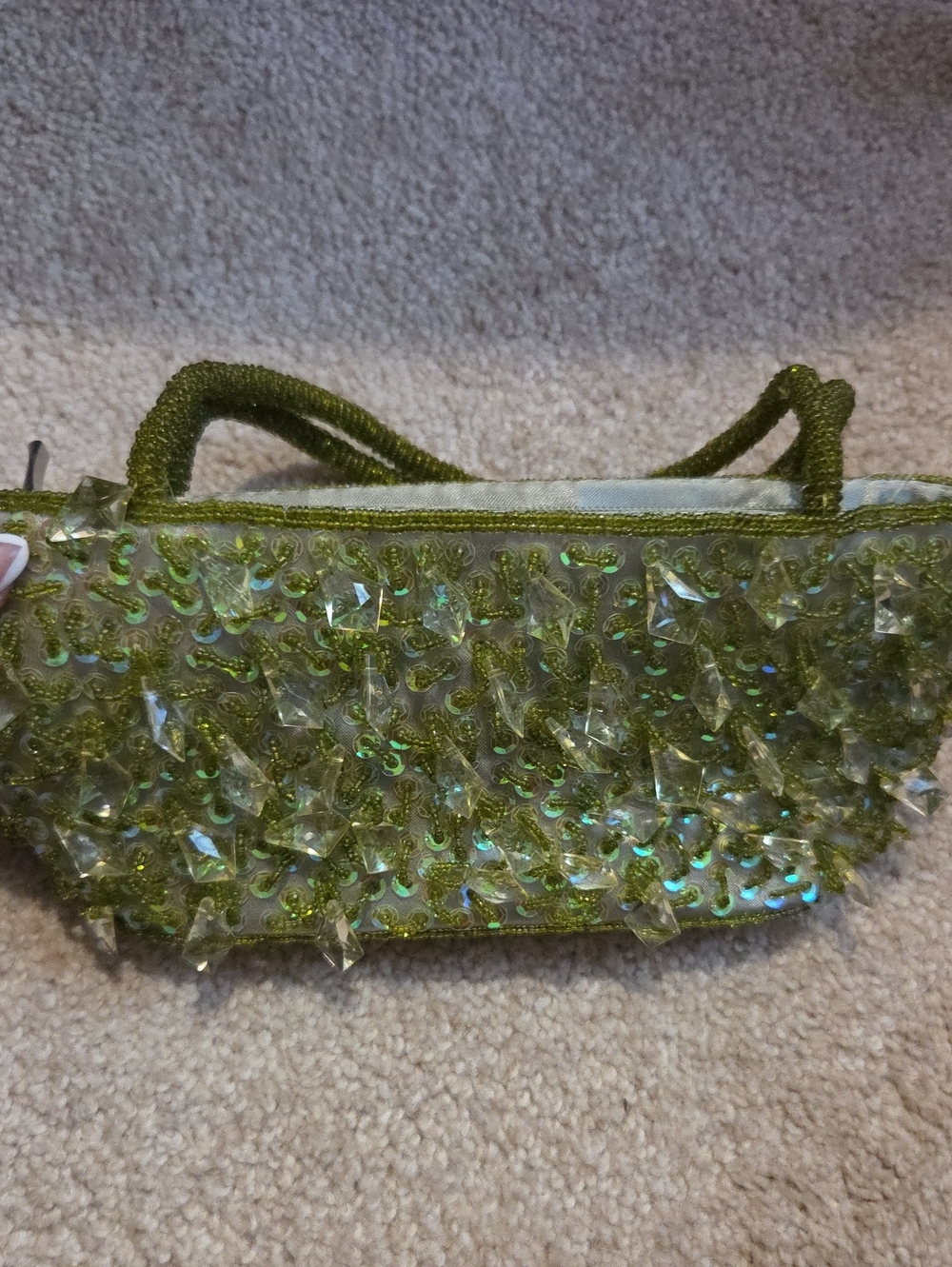 Bijoux Terner Embellished Olive Green Beaded Women’s Handbag